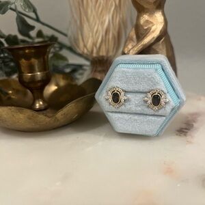 Sterling Silver Hypoallergenic Stud Earrings With Brown Oval Zircon